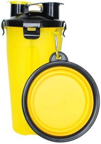 Storage Pet Food and Water Cup Feeding Dogs Out Portable Dog Cups Silicone Collapsible Water Bowl (Color: yellow)