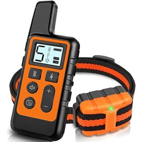 Dog Training Collar; Waterproof Shock Collars for Dog with Remote Range 1640 ft; 3 Training Modes; Beep; Vibration and Shock; Rechargeable Electric Do (Color: orange)