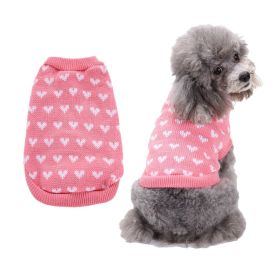 Pet Dog Sweater Turtleneck Dog Knitwear Warm Pet Sweater (Color: pink)