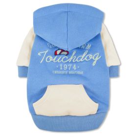 Touchdog 'Heritage' Soft-Cotton Fashion Dog Hoodie (Color: Blue)