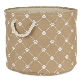 Multipurpose Pet Storage Bin Round Medium with Printing (Color: Taupe, size: 12x15x15 inch)