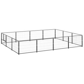 Dog Kennel Black 129.2 ftÂ² Steel (Color: black)