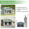 47.2 ' Large Wooden Dog House Outdoor;  Outdoor & Indoor Dog Crate;  Cabin Style;  With Porch;  2 Doors