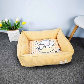 Fabric Craft Printing Square Warm Pet Bed (Option: Yellow-40X50cm)