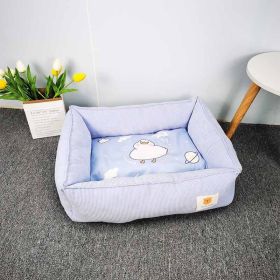 Fabric Craft Printing Square Warm Pet Bed (Option: Light Blue-40X50cm)