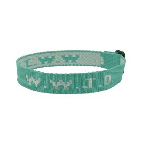 Jacquard Printed Wrist Strap Bracelet Ribbon Unisex WWJD Bracelet Adjustable Bracelet (Option: Green Jacquard)