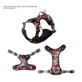 USB Rechargeable Pet LED Luminous Chest Strap (Option: Camouflage-M)