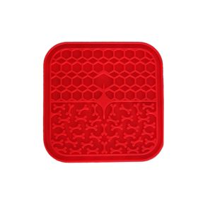 Silicone Dog Licking Pad Slow Food Plate (Color: Red)