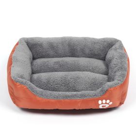 Pet Cushion Mat Square Four Seasons Universal Winter Fleece-lined Warm Dogs And Cats (Option: Orange-S)