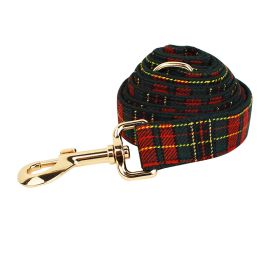 Christmas Pet Collar Plaid With Green Background Dog Rope Leash Suit (Option: Dog Leash-XL)