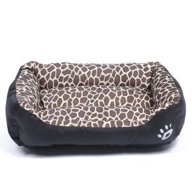 Pet Cushion Mat Square Four Seasons Universal Winter Fleece-lined Warm Dogs And Cats (Option: Leopard Print-S)