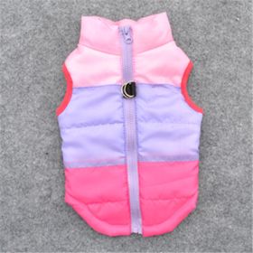 New Dog Clothes Winter Thickened Dog Cotton-padded Jacket Waistcoat Vest Down Silk Cotton Traction Buckle (Option: Rose Red-M)